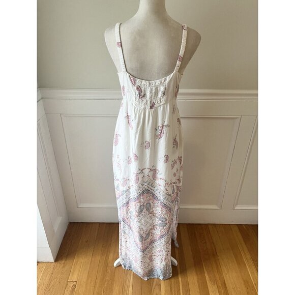 Seraphine Maternity Maxi Dress UK 12/US 8 White Pink Paisley Print Sleeveless - Picture 4 of 5